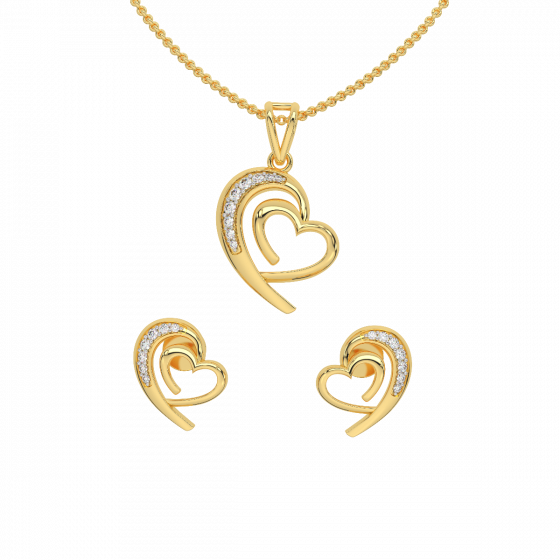 Romantic Hearts Diamond Pendant Set