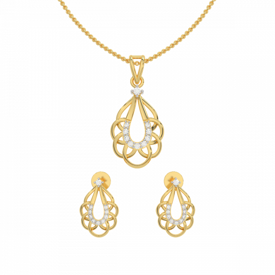 Blossom Drop Diamond Pendant Set