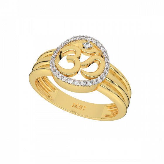 MSR001787CD Auspicious Om Halo Gold Diamond Ring