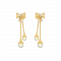 Knotty Danglers Gold Diamond & Pearl Earring