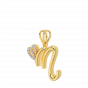 Letter M Heart Gold Diamond Pendant