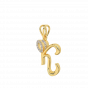 Letter K Heart Gold Diamond Pendant