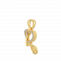 Alphabet R Heart Gold Diamond Pendant