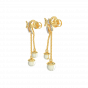 Knotty Danglers Gold Diamond & Pearl Earring