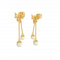 Knotty Danglers Gold Diamond & Pearl Earring