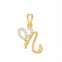 Letter N Heart Gold Diamond Pendant