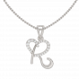 Alphabet R Heart Gold Diamond Pendant