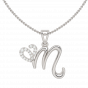 Letter M Heart Gold Diamond Pendant