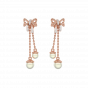 Knotty Danglers Gold Diamond & Pearl Earring