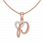 Letter P Heart Gold Diamond Pendant