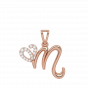 Letter M Heart Gold Diamond Pendant