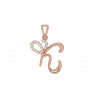 Letter K Heart Gold Diamond Pendant