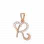 Alphabet R Heart Gold Diamond Pendant