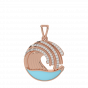 Life Is A Wave Gold Diamond Pendant With Enamel