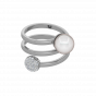 The Pearl Curls Gold Diamond & Pearl Ring