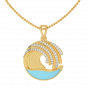Life Is A Wave Gold Diamond Pendant With Enamel