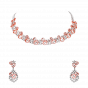 Designer Gold & Diamond Necklace Set With Oval N Pear Motifs