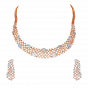 Designer Gold & Diamond Necklace Set With Pear Motifs