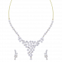 Designer Gold & Diamond Necklace Set With Floral & Round Motifs