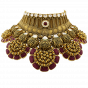 Bridal Gold Necklace Set With Red Stones & Coin Motif 