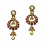 Bridal Gold Necklace Set With Red Stones & Coin Motif 