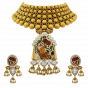 Bridal Gold Necklace Set With Enamel & Peacock Motif