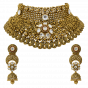 Bridal Gold Necklace Set With Floral & Paisley Motif