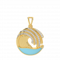 Life Is A Wave Gold Diamond Pendant With Enamel