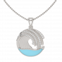 Life Is A Wave Gold Diamond Pendant With Enamel