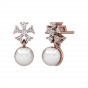 The Snowflakes Gold Diamond & Pearl Earring