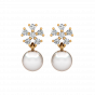 The Snowflakes Gold Diamond & Pearl Earring