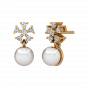 The Snowflakes Gold Diamond & Pearl Earring