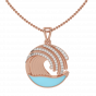 Life Is A Wave Gold Diamond Pendant With Enamel