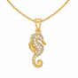 Capture The Sea Horse Gold Diamond Pendant