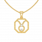 Taurus Zodiac Sun Sign Gold Diamond Pendant