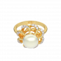 The Pearl Twirls Gold Diamond Ring