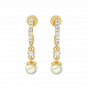 White Droplets Gold Diamond & Pearl Earring
