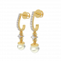 White Droplets Gold Diamond & Pearl Earring
