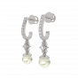 White Droplets Gold Diamond & Pearl Earring