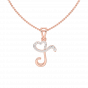 Alphabet T Heart Gold Diamond Pendant