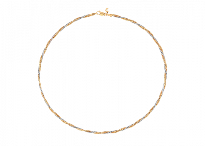 Dual Tone White And Yellow Gold Twisted Chain